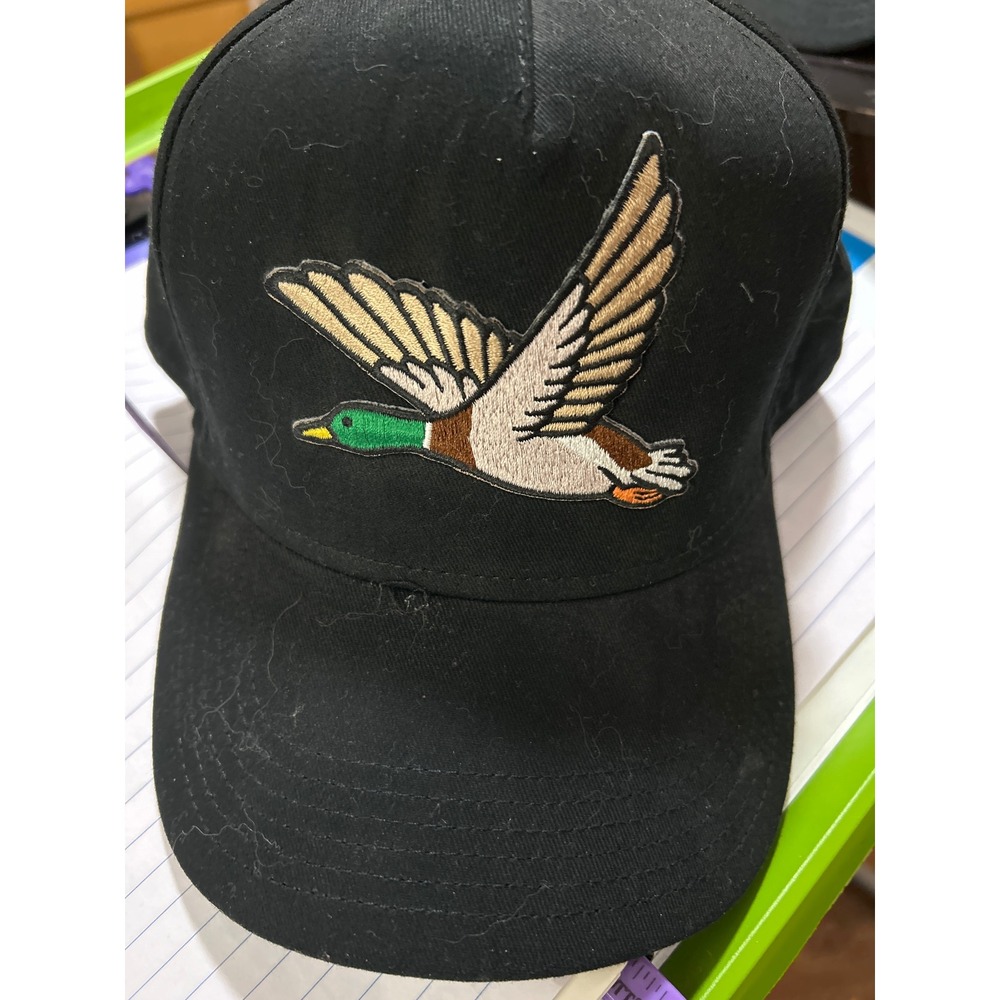 Black Baseball Cap‎ Embroidered Flying Mallard Duck Patch Dad Hat